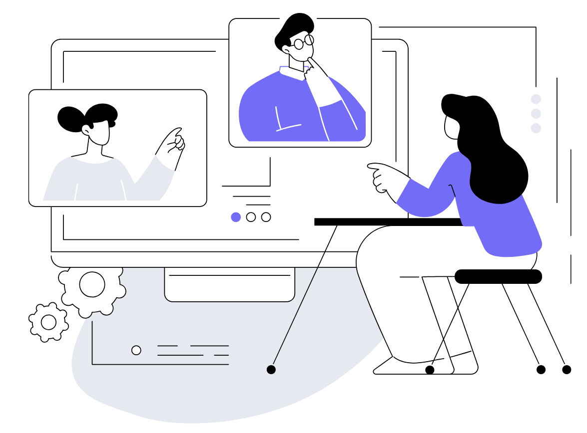 An image depicting three characters sitting on each other's shoulders and collaboratively building a structure, which may resemble a web page or document template.